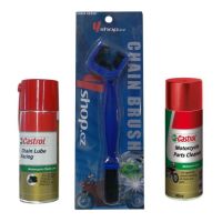 SET Yshop Kartáč + Castrol Motorcycle Parts Cleaner 400ml + Castrol Chain Lube Racing 400ml